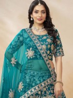 Teal Blue Art Silk Lehenga Choli